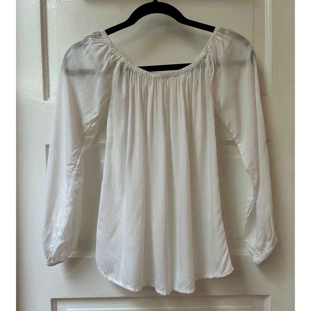 Lilly Pulitzer White Modal Off-the-Shoulder Peasant Blouse XXS Cottagecore Fairy